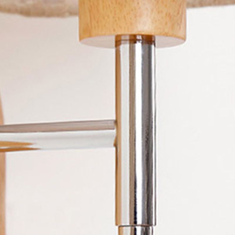 Geometric Fabric Reading Wall Light Nordic 2-Light Natural Wood Wall Lamp with Switch