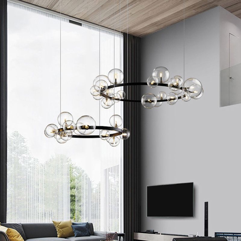 ORB Clear Clear Glasselier Light Light Minimalist Black Spendant Lighting Freet per sala da pranzo