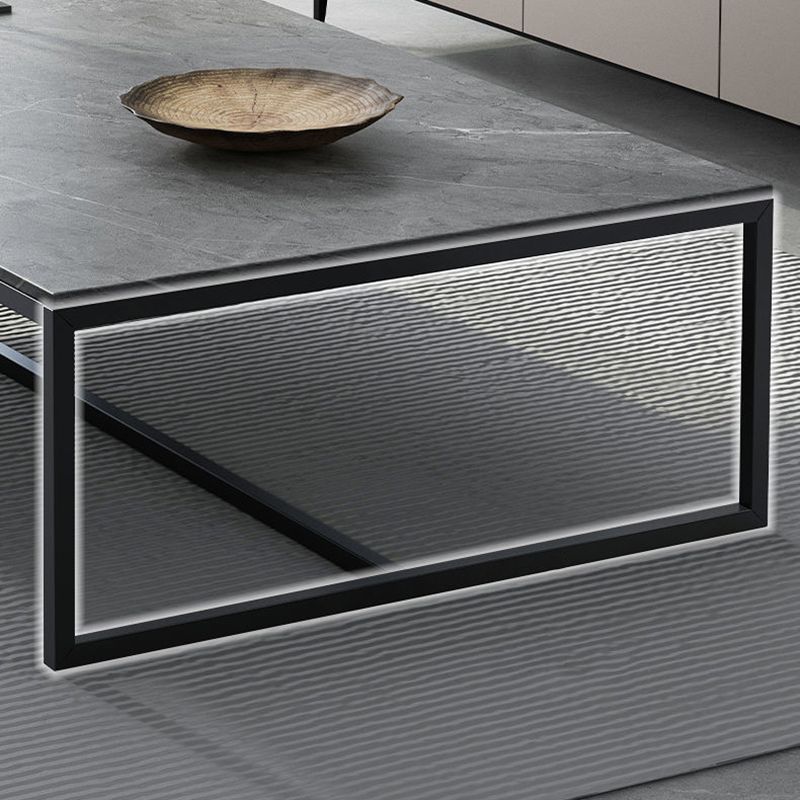 Modern Steel Trestle Base Rectangular Wood Table Top Coffee Table