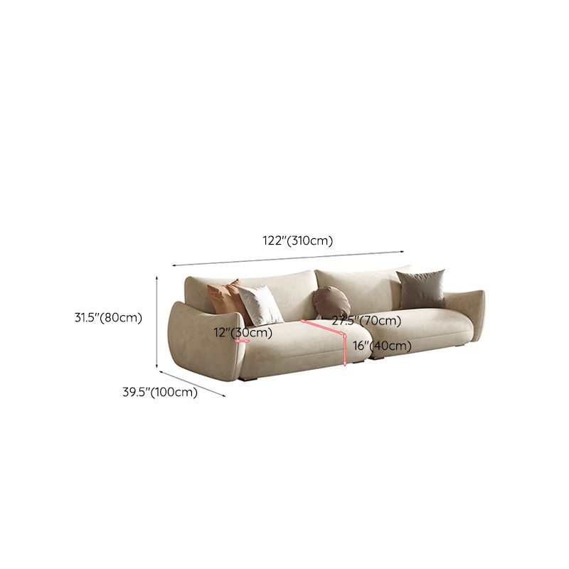 Modern Fabric Sectional with Bolster Pillows 31.5" Tall White L-shape Sectional