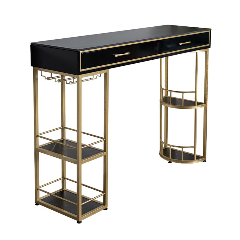 Glam Style Stone Bar Table Set 1/2/3 Pcs Rectangular Pub Set for Indoor