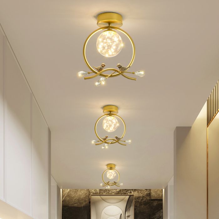 New Modern Clear Glass Flush Light Fixtures Corridor Spherical Flush Mount with Shape