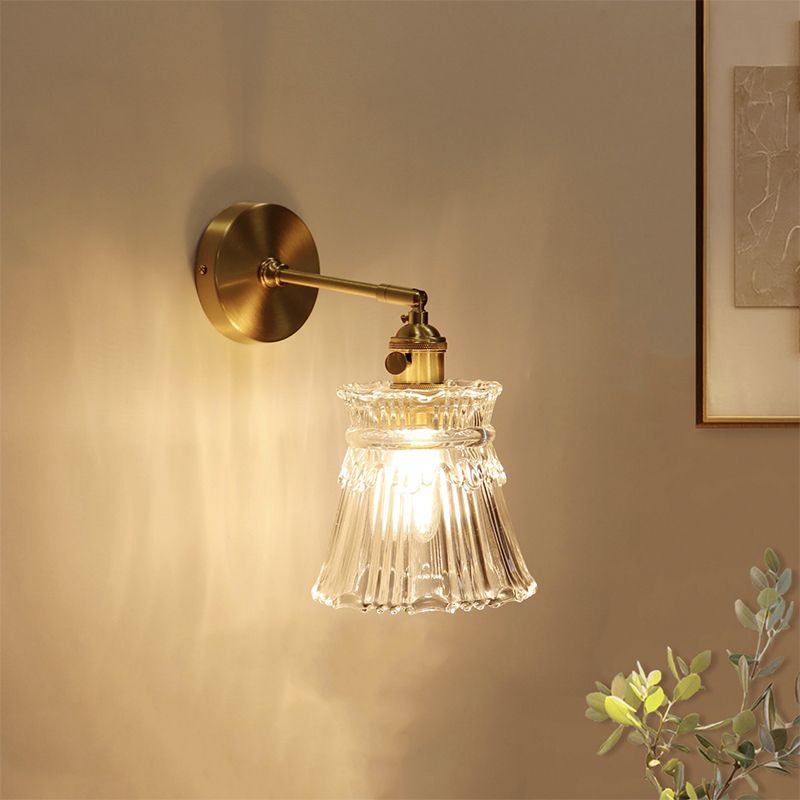 Golden Metallic Lighting Contemporary Glass Wall Light for Dining Room