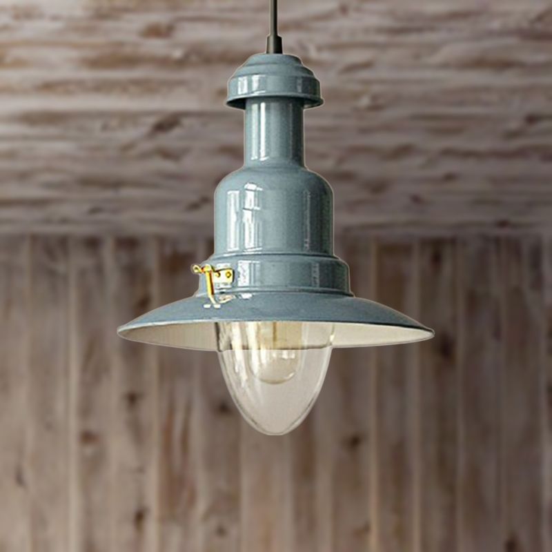 Industrial Stylish Saucer Ceiling Fixture 1 Light Metallic Pendant Lighting in Blue/Sky Blue/Yellow for Living Room