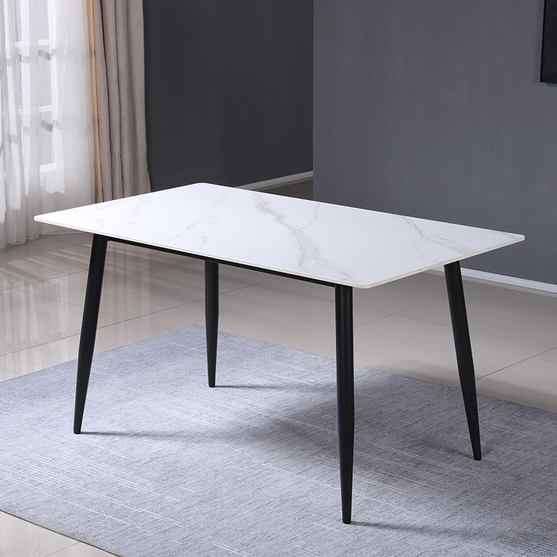Modern Black Marble Counter Table Rectangle Dining Table for Kitchen