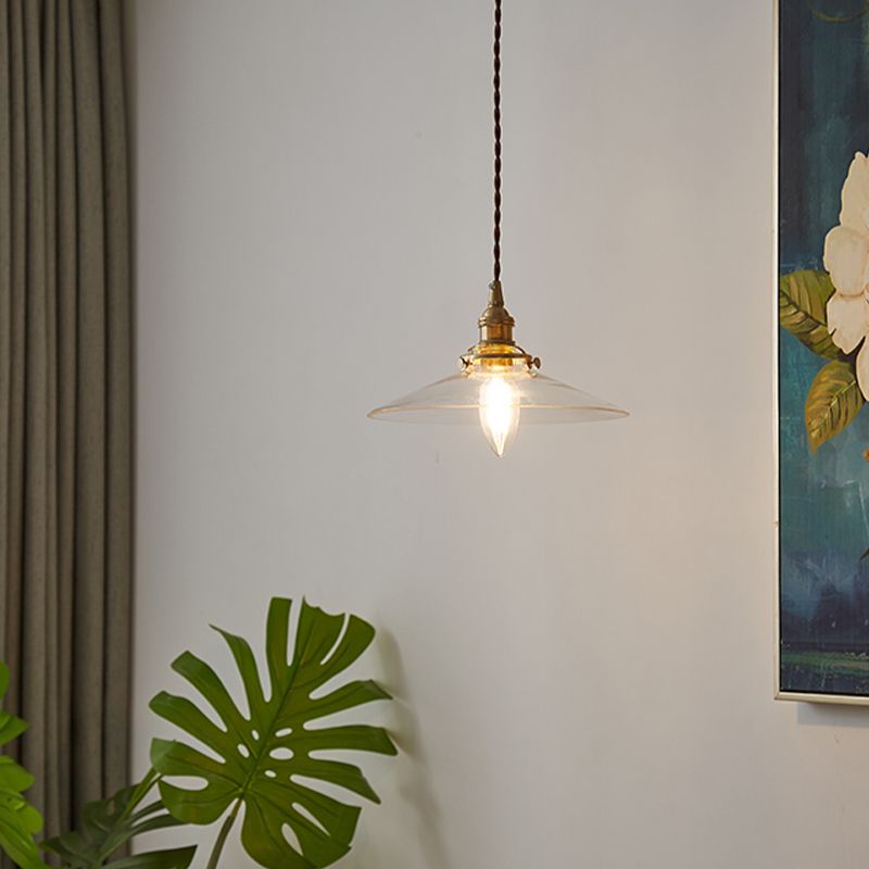 Lampada a sospensione in ottone in ottone in ottone industriale 1 lampada a sospensione in vetro leggero per ristorante