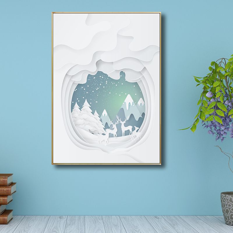 Toile imprimée d'art de paysage naturel nordique, décoration murale texturée de couleur claire pour la maison