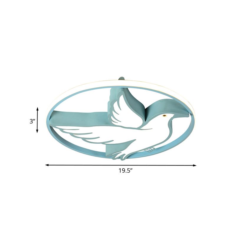 Lámpara empotrada de techo Blue Dove, iluminación empotrada LED acrílica Macaron con protector de anillo brillante en luz blanca/cálida