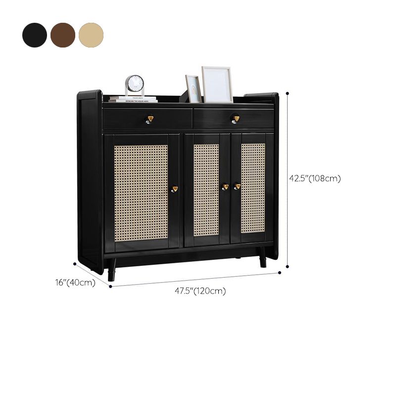 2 - Drawer and 2-Door Cabinet 42.5" Tall Rattan Storage Cabinet