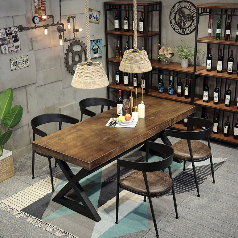 Stile industriale Tavolo da pranzo in pino da pino tavolo da rettangolo con base di cavalletto