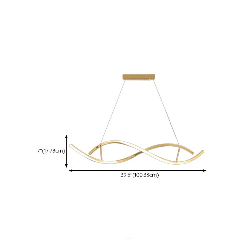 2 Lights Geometric Chandelier Light Contemporary Metal Pendant Lighting in Gold