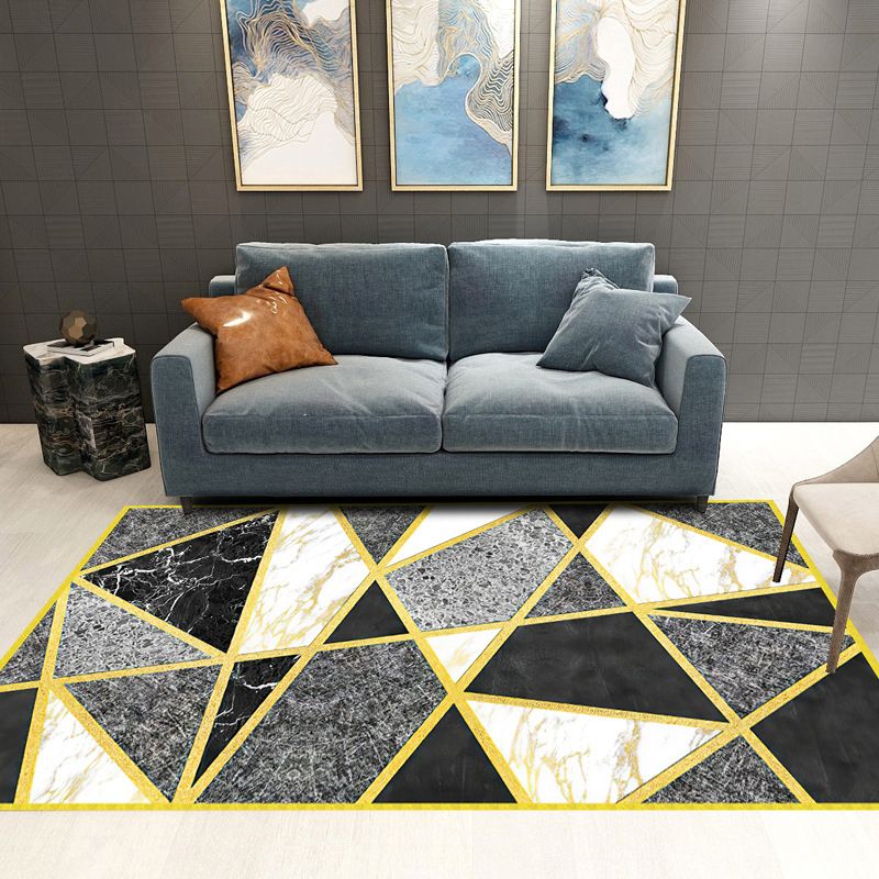 Alfombra geométrica de rojo oscuro alfombra moderna alfombra resistente a manchas para sala de estar