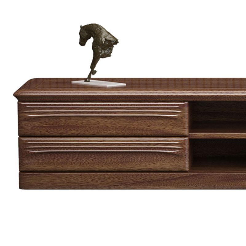 Solid Wood Coffee Table with Storage Drawers and 4 Legs Brown