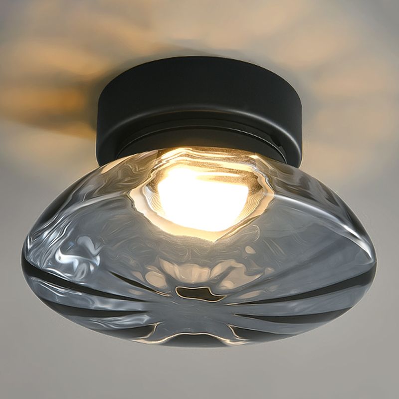Plafonnier semi-encastré moderne, éclairage de plafond simple en verre pour balcon