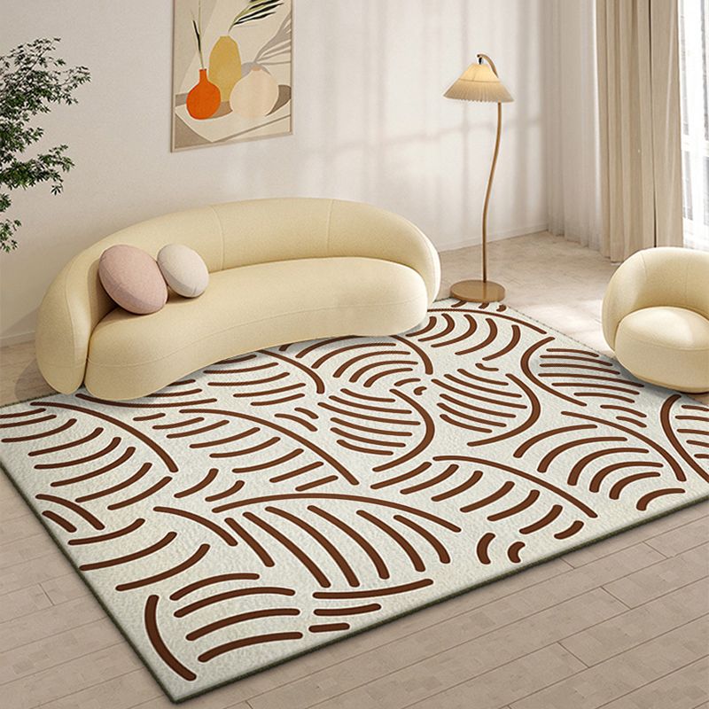 Modern Yellow Area Rug Geometric Print Polyester Carpet Anti-Slip Rug for Drawing Room