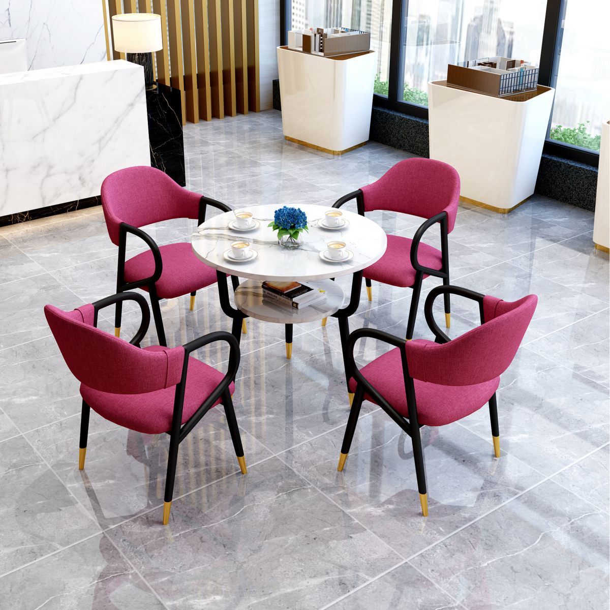 Round Dining Site Table Traditional Luxury Tripod Base Furniture for Indoor