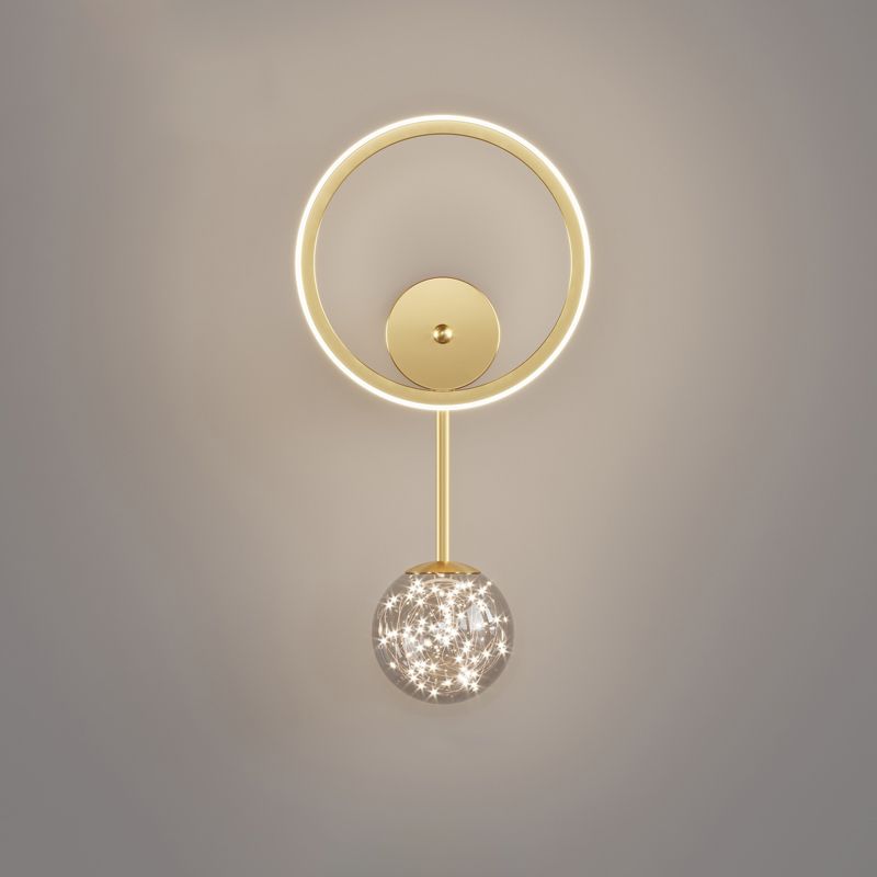 Glass Round Shape Wall Light Modern Style 2-Lights Wall Mount Light Fixture