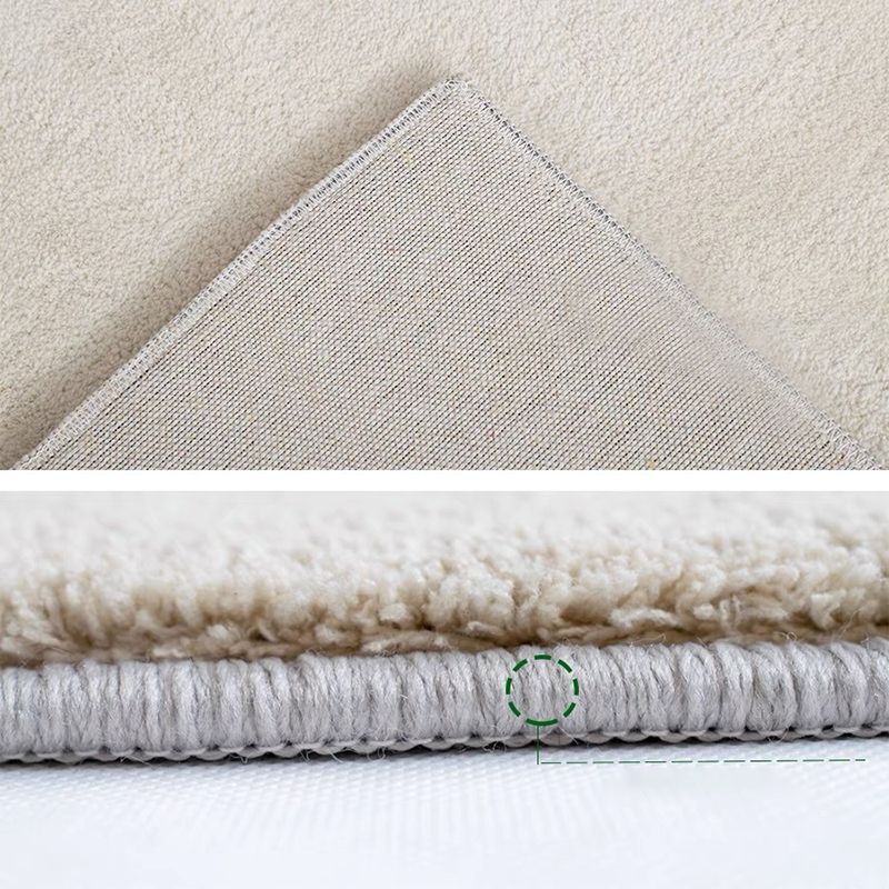 Beige Rug Polyester Area Carpet Anti-Slip Easy Care Rug for Living Room