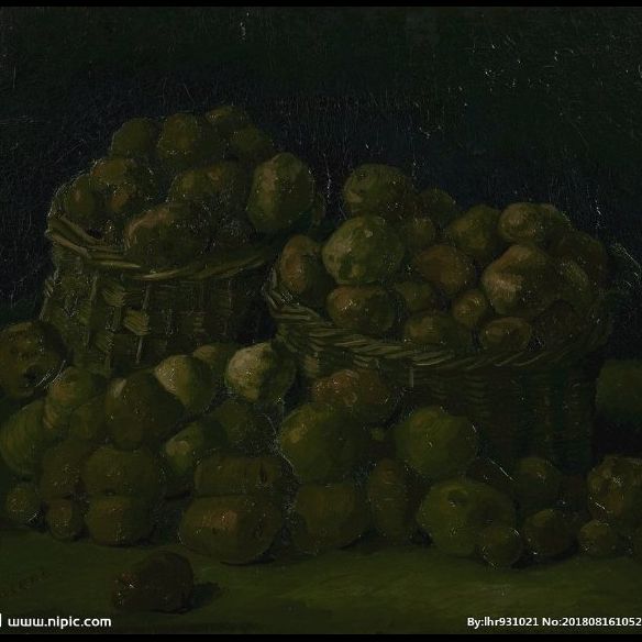 Modern Style Teenagers Mural Decal Plentiful Fruits and Baskets Black Wall Covering