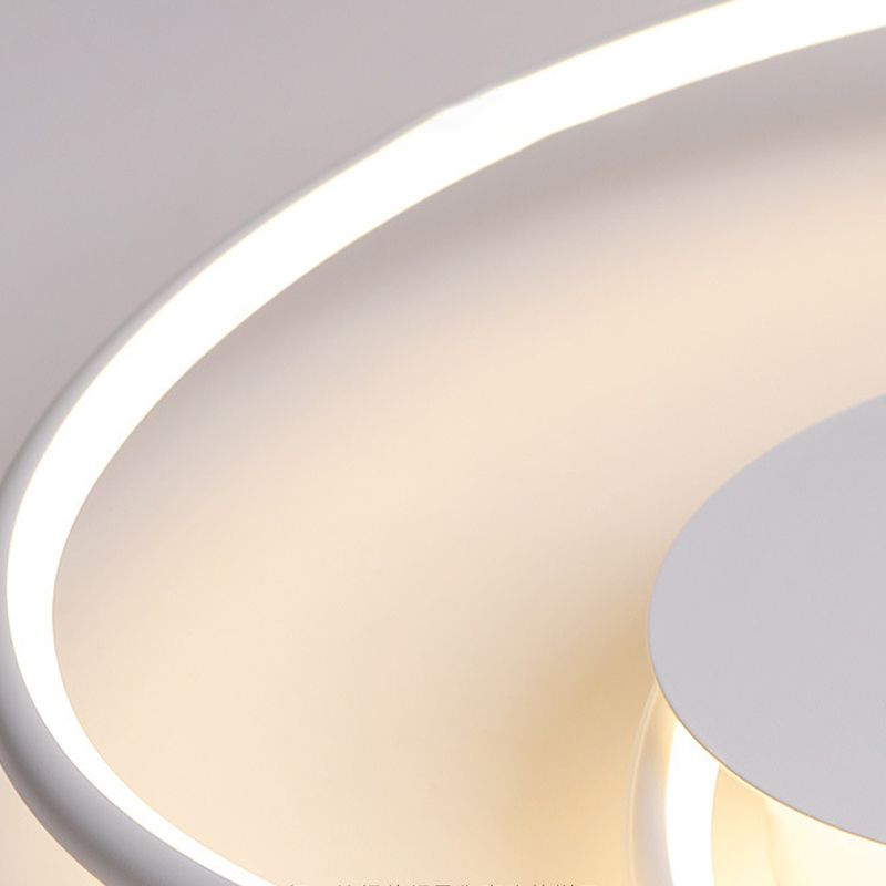 Metal Geometric Flush Light Simple 1 Light Flush Lighting in White