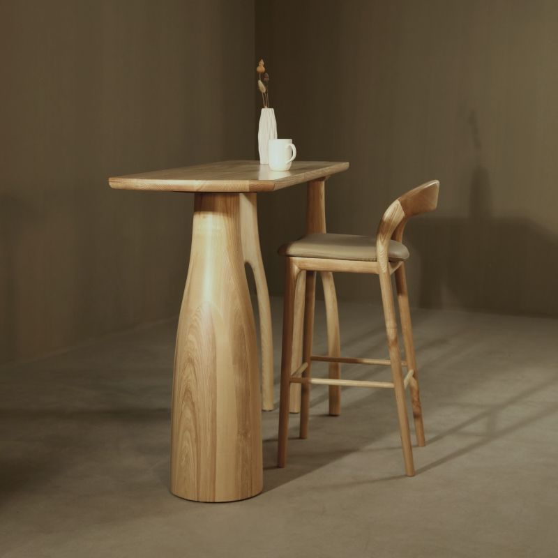 Solid Wood Bar Stools Industrial Bar Height Armless Stool with Low Back