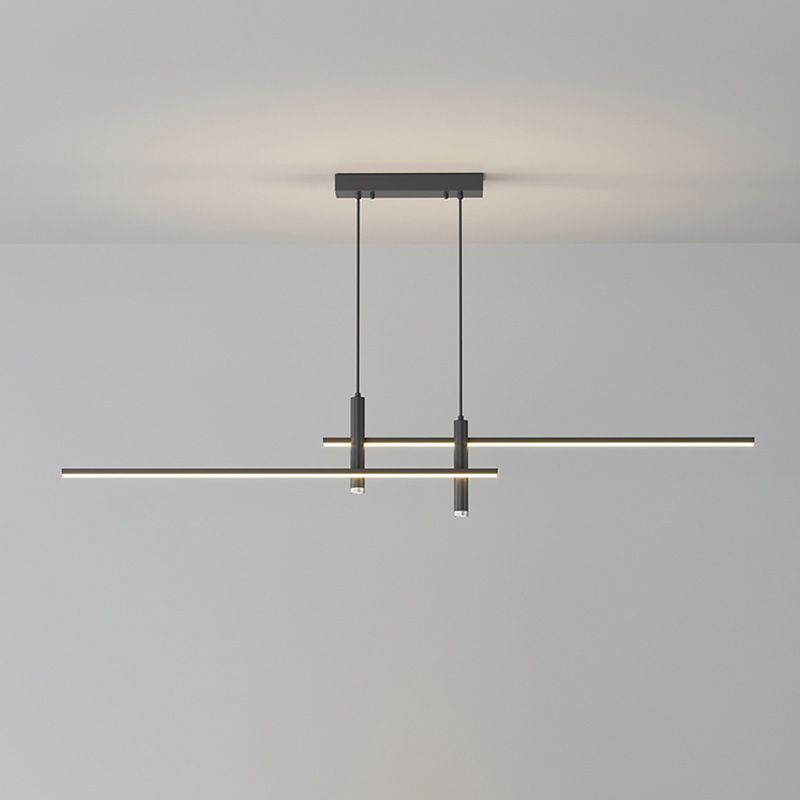 Linear Kitchen Island Lighting Fixture Metal LED Minimalist Island Pendant Light