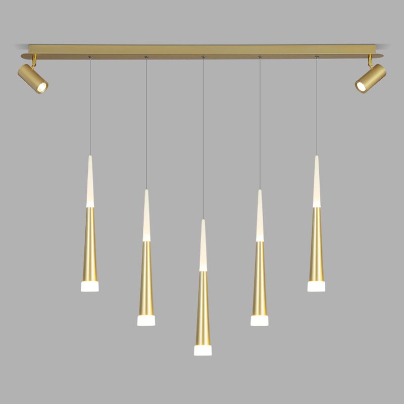 Diseño de Doble Doble Gold Luz Led Island Simplicidad contemporánea Cono Hanging Light para comedor