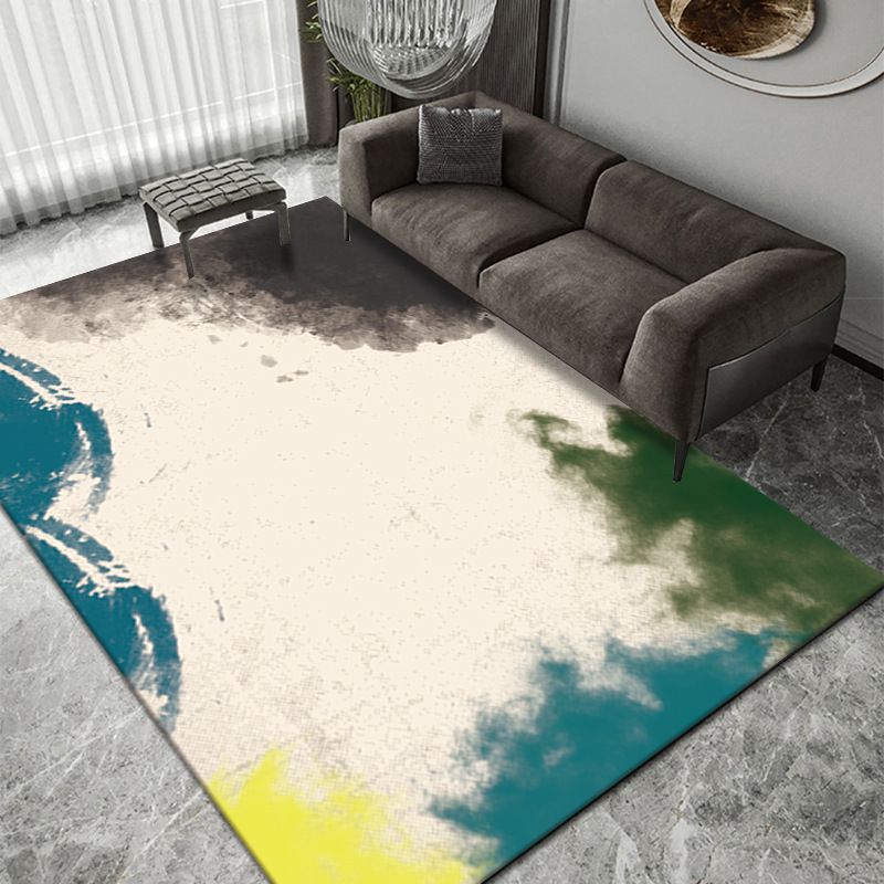 Luxuriöser Teppich mit Tuschemalerei, mehrfarbig, modern, rechteckig, für den Innenbereich, Polyester, rutschfester Teppich für die Inneneinrichtung