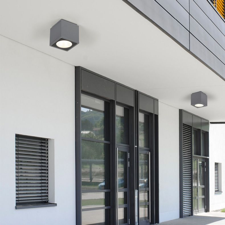 Lámpara cuadrada de montaje empotrado, lámpara tradicional de 1 luz cerca del techo para balcón