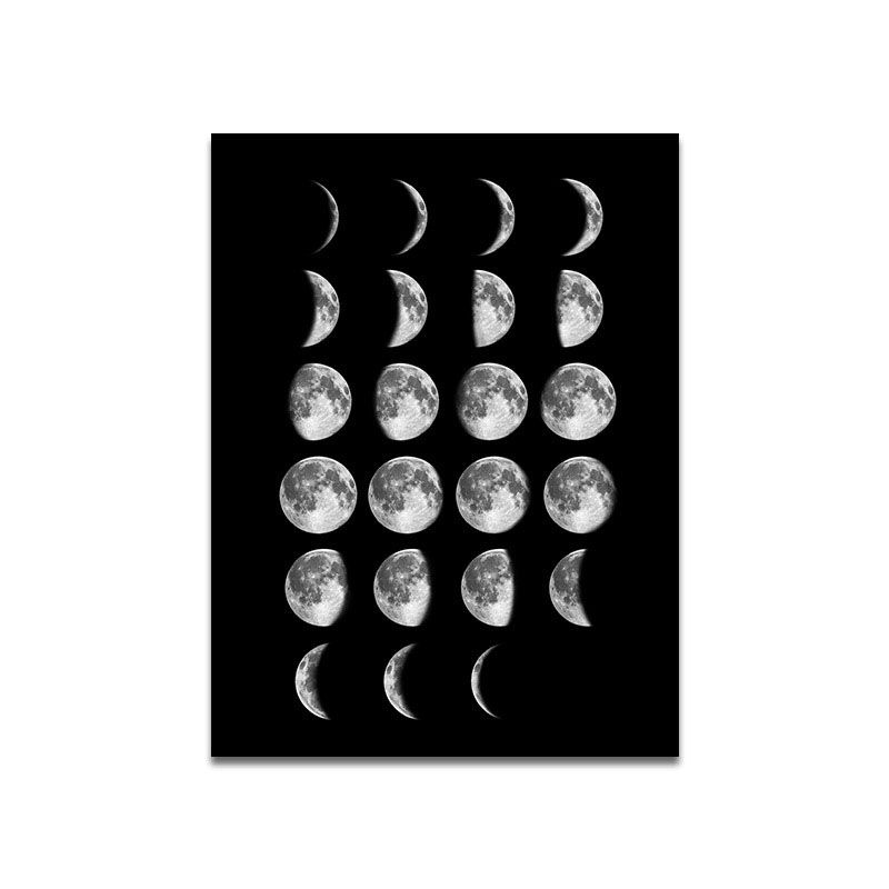 Lunar Eclipse Canvas Art Minimalist Textured Surface Childrens Bedroom Wall Decor