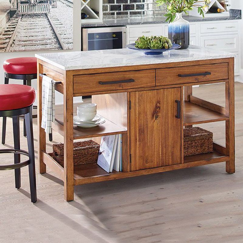Modern Kitchen Island Table with Storage Cabinet Home Dining Kitchen Island