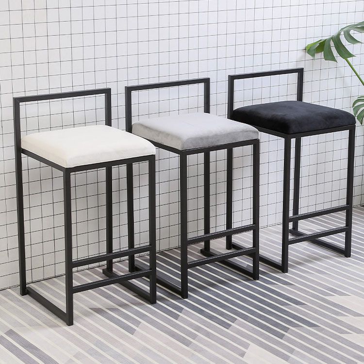 Modern Rectangle Bar Stool Backrest Footrest Counter Stool with Velvet Cushion