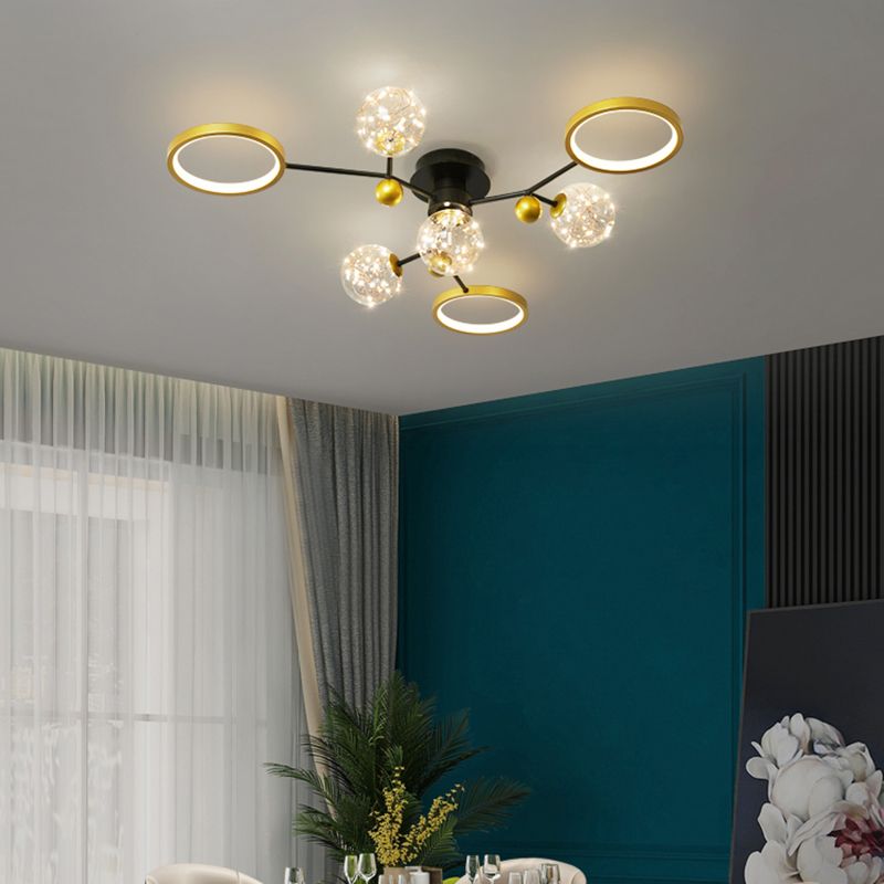 Schwarz neue moderne LED Flush Leuchte Metallstarburst Deckenleuchte für Wohnzimmer