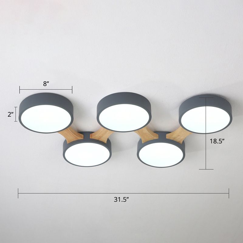 Macaron Creative Round Flush Lamp Acrylic Living Room LED Ceiling Mount Light Fixture