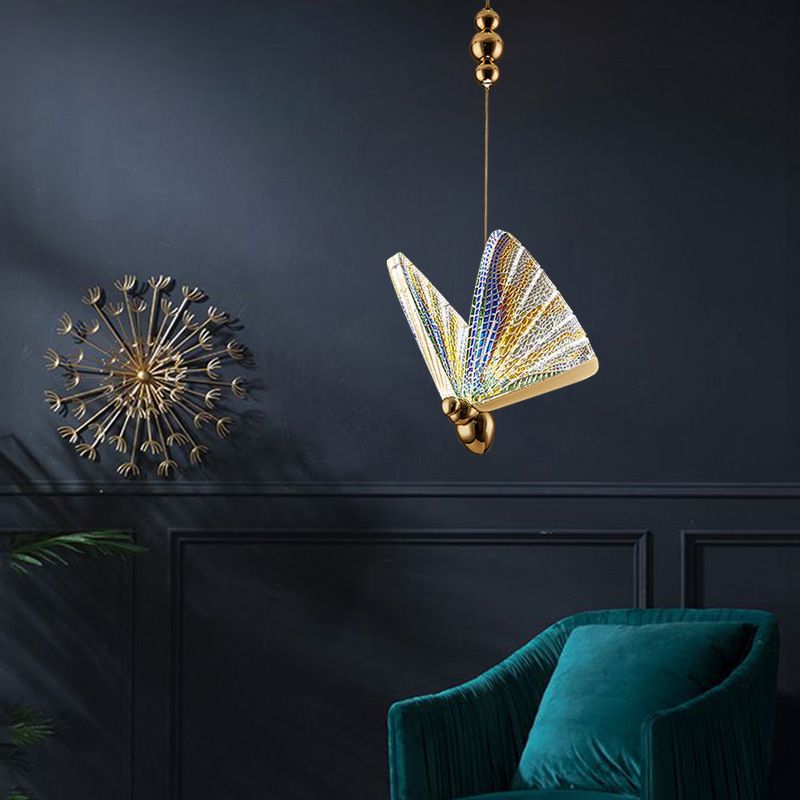 Butterfly Shape Hanging Lighting Modern Style Metal 1 Light Hanging Lamp for Living Room