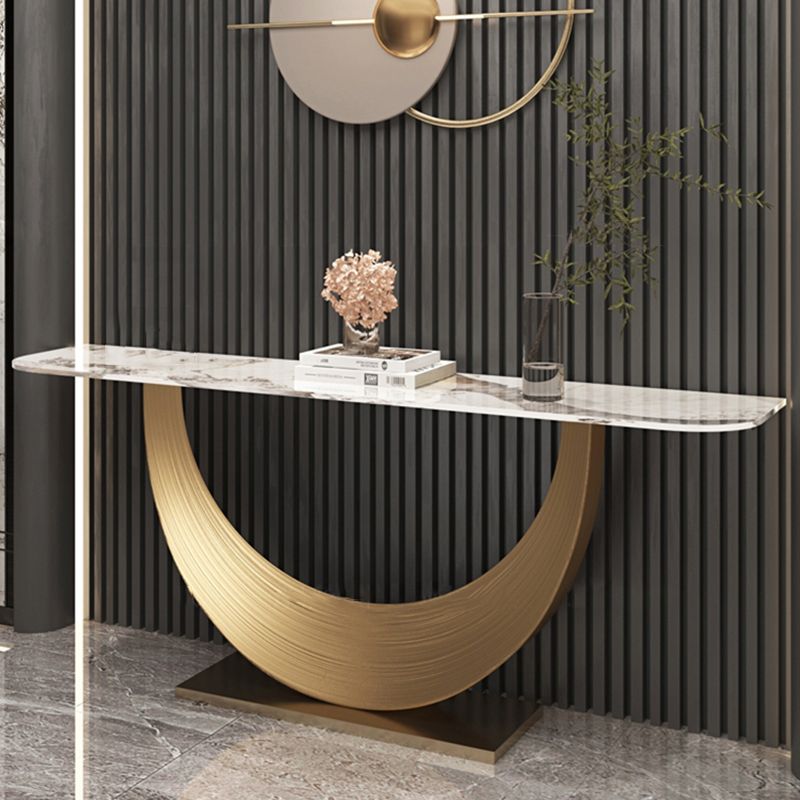 Stone Half Moon Console Table Modern 33.46" Tall Accent Table
