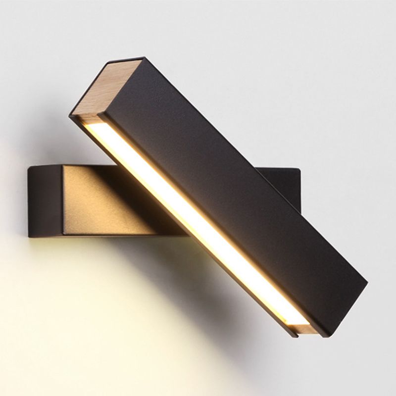 Lámpara de pared giratoria LED creativa moderna Luz de pared rectangular de hierro forjado con sombra acrílica