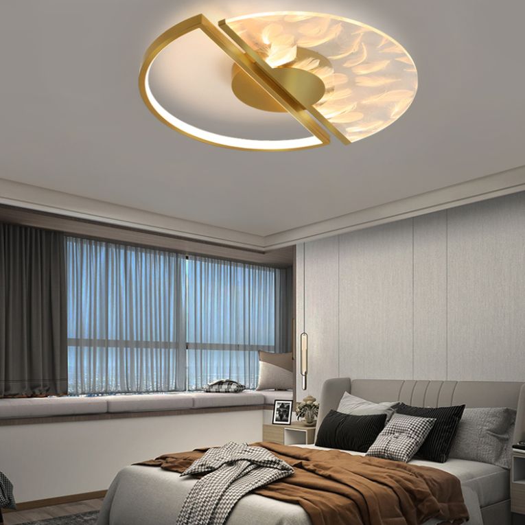 Aluminium Circulaire LED Ceiling Light in Modern Creative Style Acrylic Feather Flush Mount