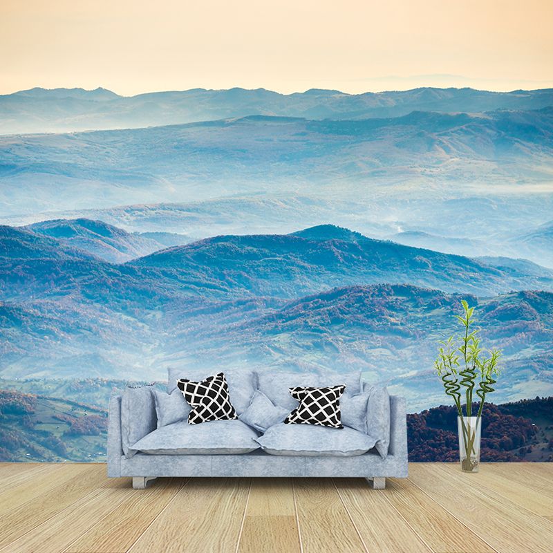 Contemporary Mountains View Wall Mural Soft Color Stain-Proof Wall Art for Guest Room