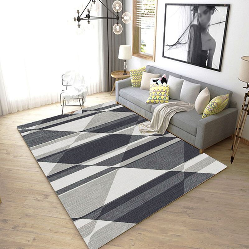 Nordic Hotel Area Rug Multi Colored Geometric Indoor Rug Synthetics Anti-Slip Stain Resistant Washable Rug