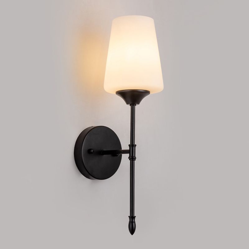 Modern Metal Wall Sconce Minimalist Wall Light with Glass Shade