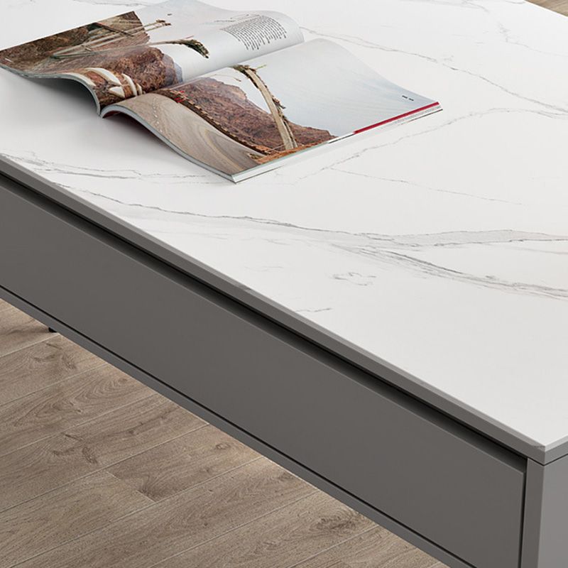 Marble Rectangular Office Desk Glam Solid Wood Writing Desk for Home