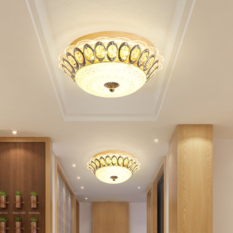 Lampada da incasso a fiore in cristallo trasparente Lampada da incasso modernista a LED in oro per soggiorno