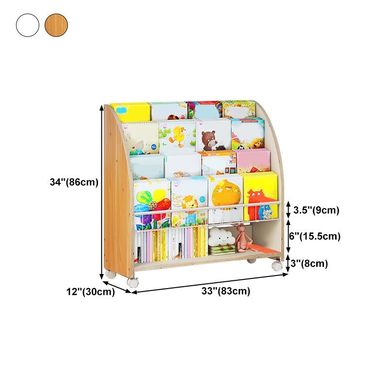 Contemporary Ladder Bookcase Manufactured Wood Bookshelf with Caster Wheels