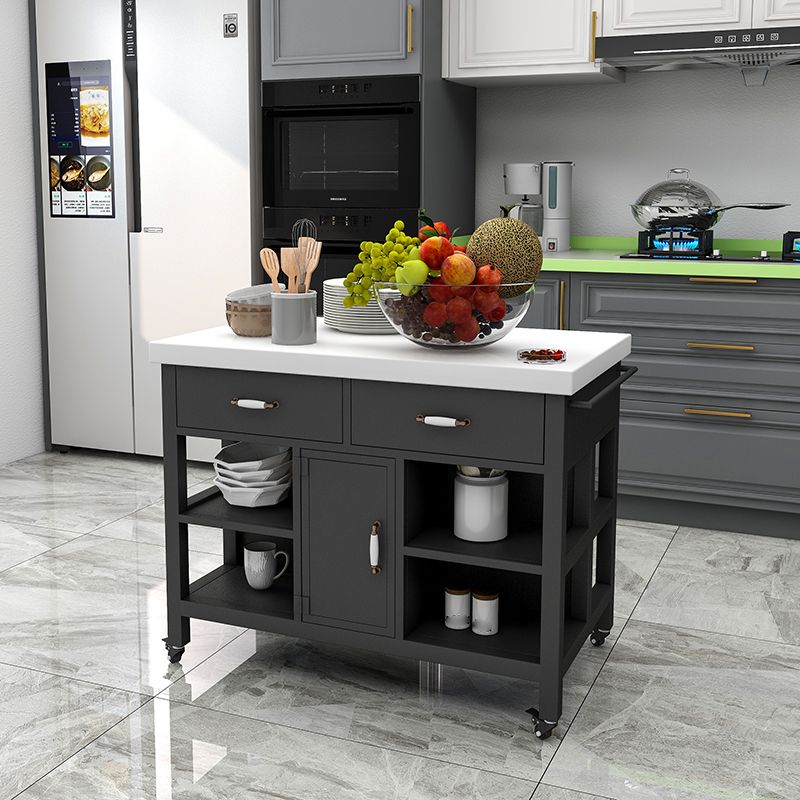 Modern Style Rolling Kitchen Cart Marble Kitchen Island Cart with Drawer