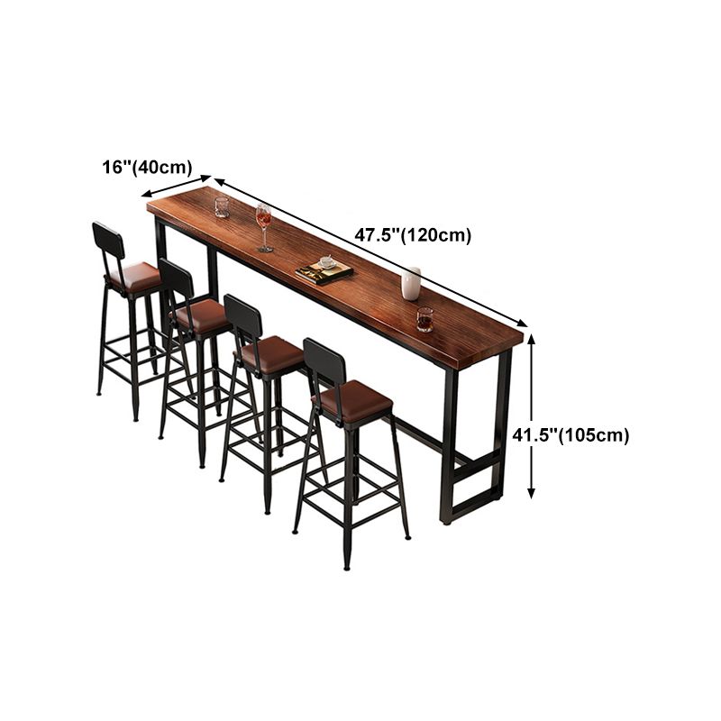 Rectangle Wood Bar Table Contemporary Bar Dining Table with Trestle Base