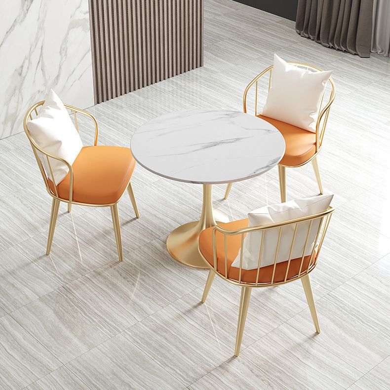 Glam Sintered Stone Dining Room Set with Gold Leg Dining Furniture for Home Use