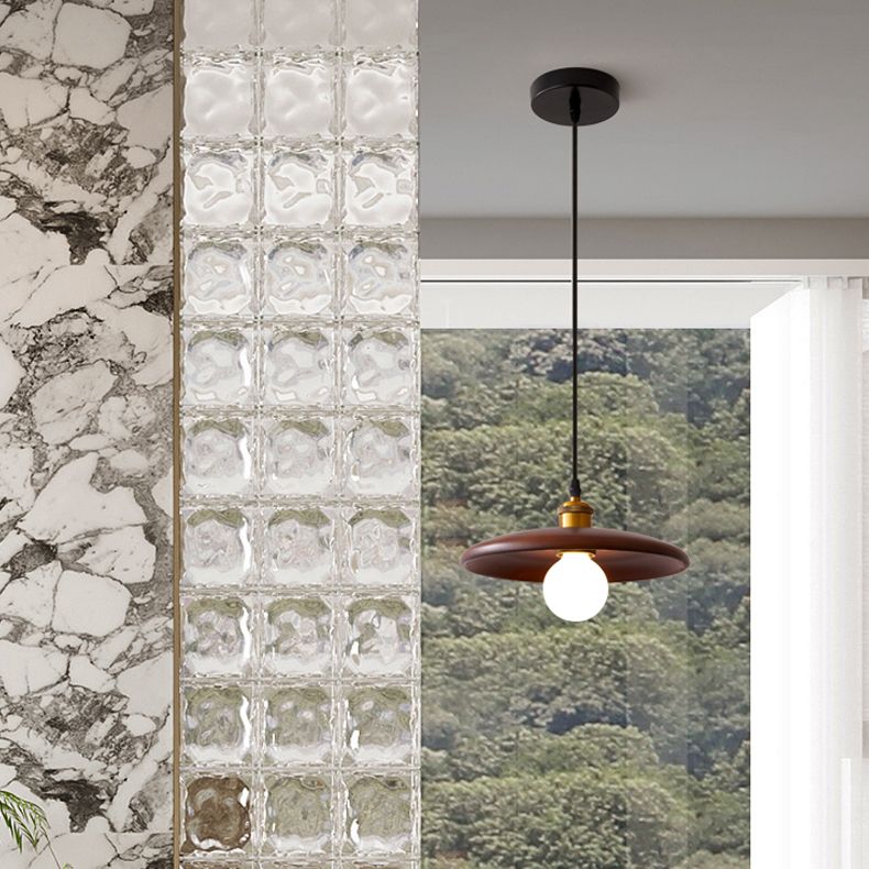 Pot Cover Shade Hanging Lighting Modern Style Bois massif 1 pendentif léger pour séjour à domicile