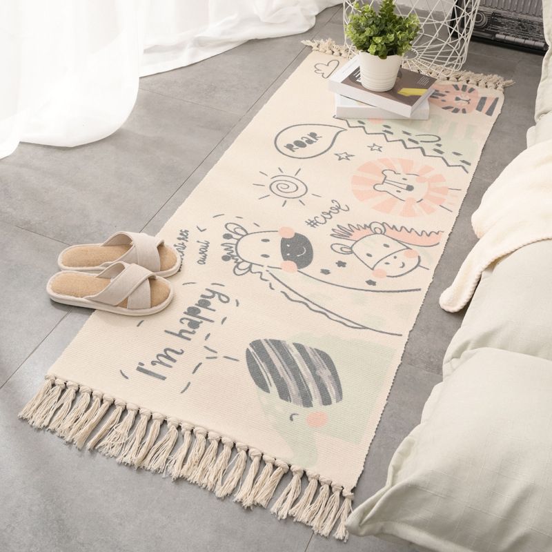 Tapis rétro multi-couleurs relaxant Machine de tapis à motifs de coton Machine intérieure lavable avec gland pour décor
