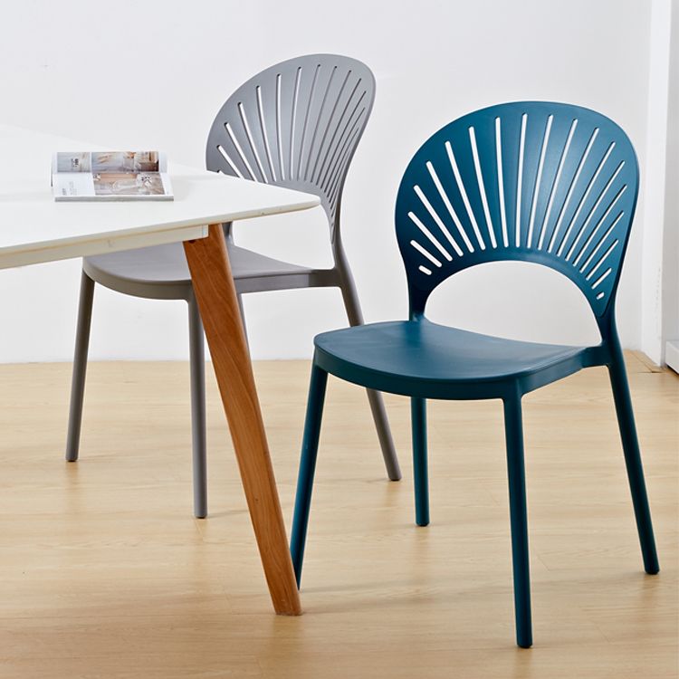 Contemporary Style Plastic Dining Armless Chair Open Back Dining Side Chair